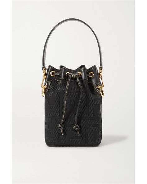 fendi mon trésor mini leather-trimmed canvas bucket bag|Fendi montresor bucket bag.